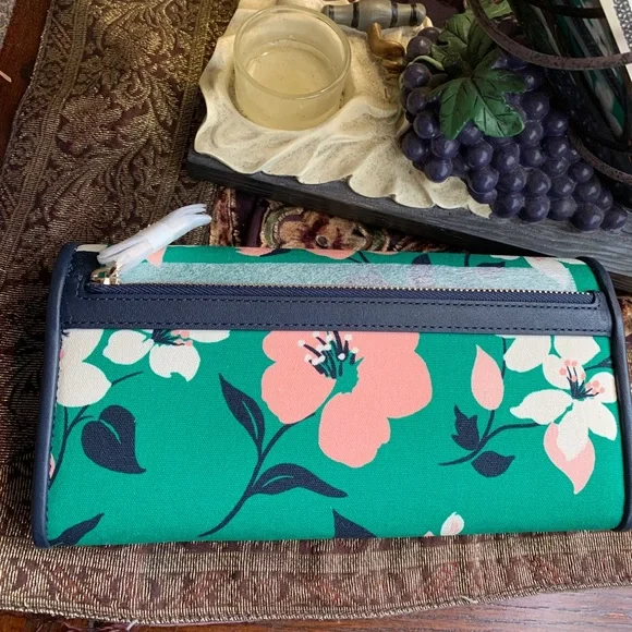 Authentic KATE SPADE Leather/canvas floral bifold large wallet - Picture 5 of 14
